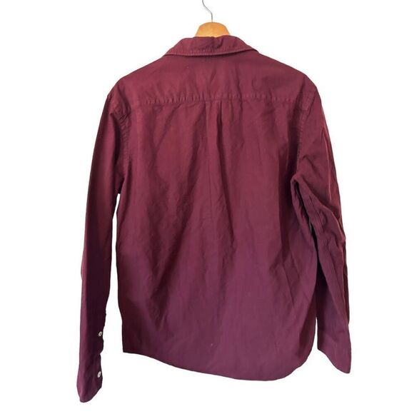 American Eagle Mens Shirt Large Button Down Seriously Soft Slim Fit Burgundy - Picture 5 of 12